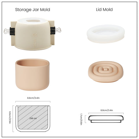 Wriggle Storage Box Candle Jar Silicone Mold-6