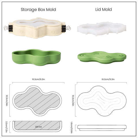 Wriggle Storage Box Candle Jar Silicone Mold-7