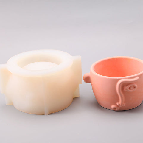 Face Shaped Plant Pot & Concrete Container Silicone Mold-1