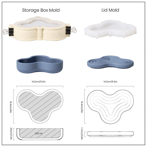 Wriggle Storage Box Candle Jar Silicone Mold-9