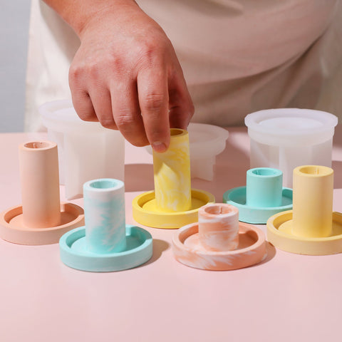 Geometric Simple Taper Candle Holder Silicone Mold-1