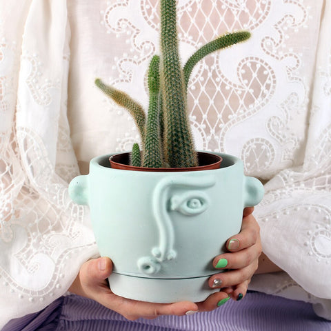 Face Shaped Plant Pot & Concrete Container Silicone Mold-3