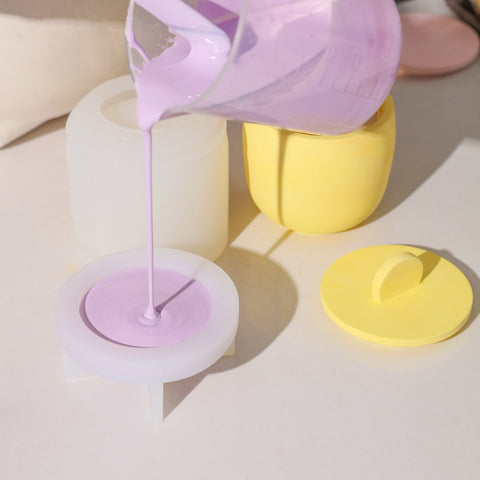 Simple Style Large Candle Jar with Raised Lid Silicone Mold-2