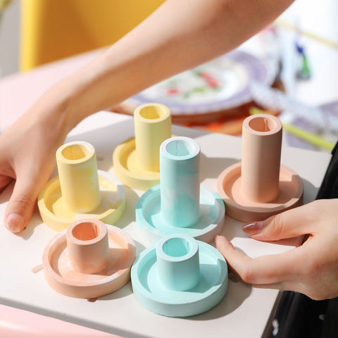 Geometric Simple Taper Candle Holder Silicone Mold-4