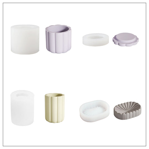 Concrete Bathroom Accessories Set Silicone Mold-5