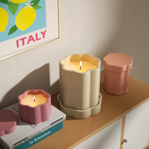 Floral Column Candle Jar Silicone Mold-3