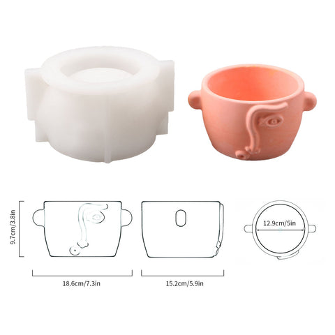Face Shaped Plant Pot & Concrete Container Silicone Mold-6