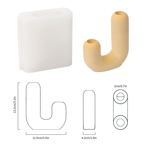 U-Shaped Taper Candle Holder Silicone Mold-2