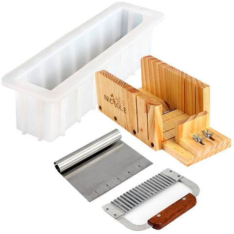 Tall & Skinny 12-inch Silicone Soap Loaf Mold with Dual Cutters Combo Set-0